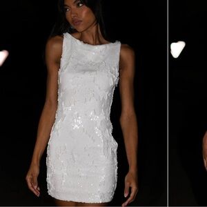 Meshki White Sequin Sheath Mini Dress